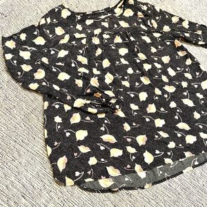 Ann Taylor Loft Polka Dot and Floral Flowy Blouse